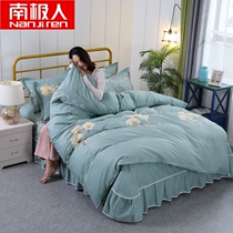 Antarctic person full cotton bed dress with four sets of beds bedding bed linen skirt Han style quilt cover cotton-covered bed cover