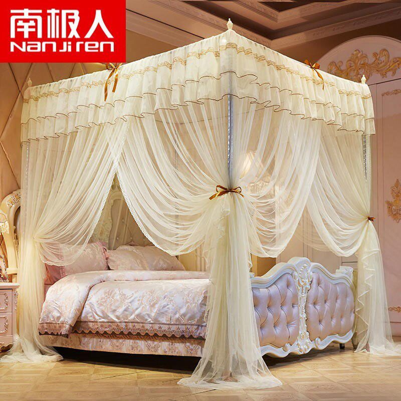 South Pole Man Court Palace Nets Three Doors Princess Wind Double Home Square Top Stainless Steel Landing Type support frame