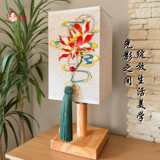 荷花台灯 国风景泰蓝掐丝珐琅画diy材料包  中国非遗手工传承礼物