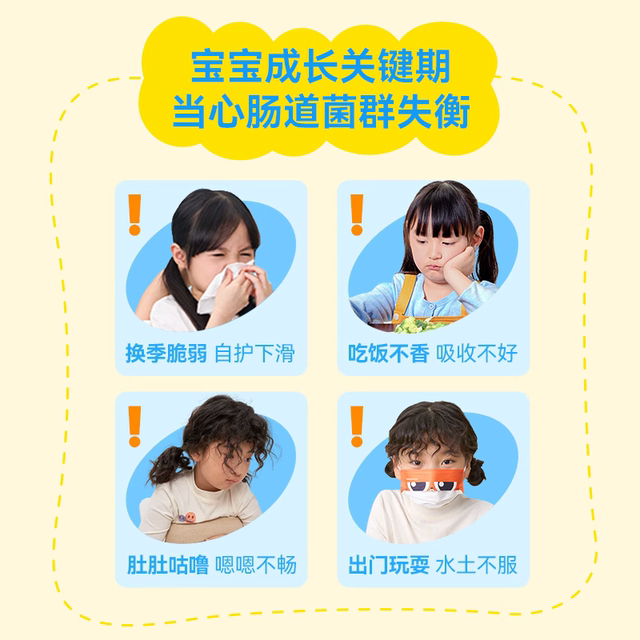 Wonderlab Children's Probiotic Powder Baby Yellow Bottle Care for the Gastrointestinal Tract Prebiotics Lactobacillus