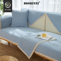 Sofa cushion Four seasons universal cloth art cotton linen anti slip cushion New Chinese upscale solid wood sofa cover backrest linen