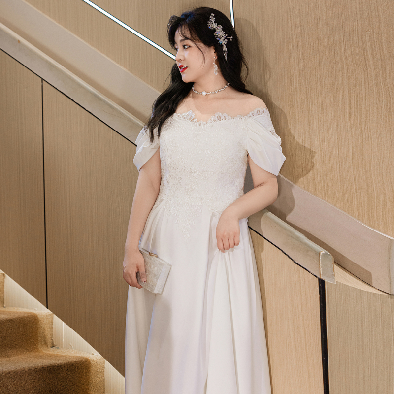 Plus Size French Style Going Out Bride Light Wedding Dress Fat mm Engagement Welcome Gauze Wedding Dress Simple Forest Style Light Satin