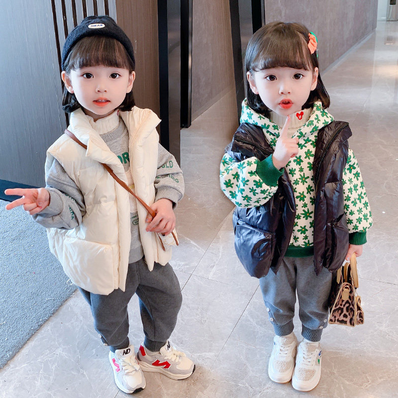 Children's Down Marathon Wear 2021 Winter New Child Baby White Duckwool Boy and Girl Little Horse Clamp