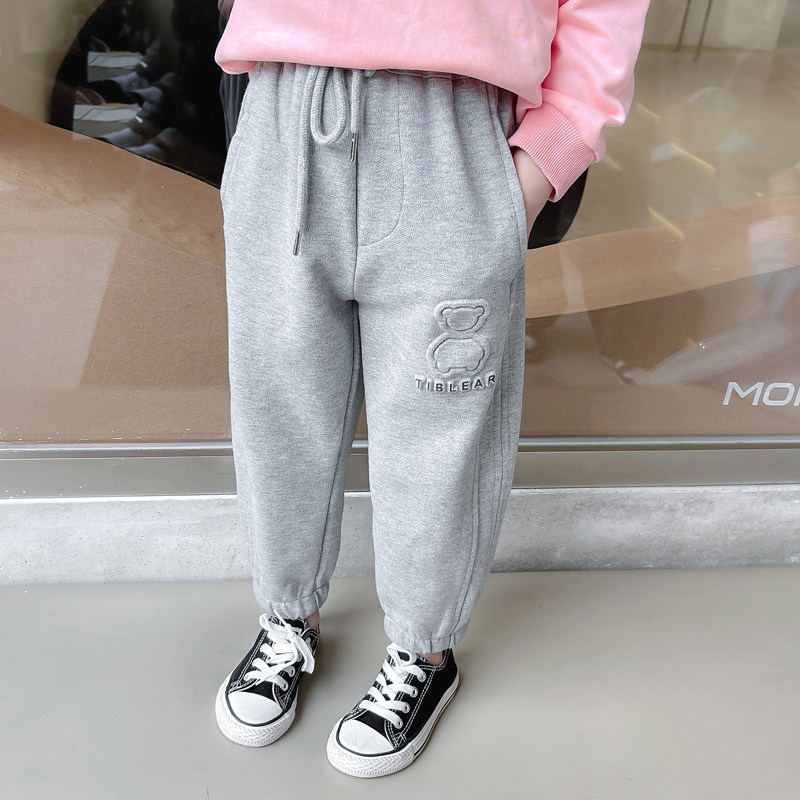 Girl Pure Cotton Sweatpants Spring Money 2022 New Children Foreign Pie Pants Baby Casual Pants Sports Pants Spring Autumn Thin