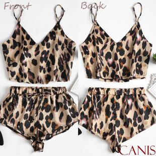 Леопардовый кружевной комплект пижамы-бебидолл ночнойwear pajamas set