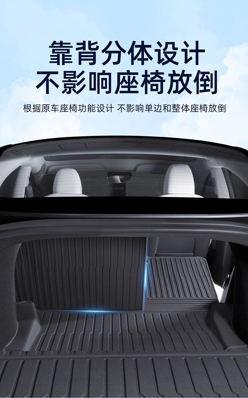 Suitable for Tesla's New Version Model Y/3/Yl Trunk One-Piece Pad Tpe High-Quality Trunk Backrest Pad