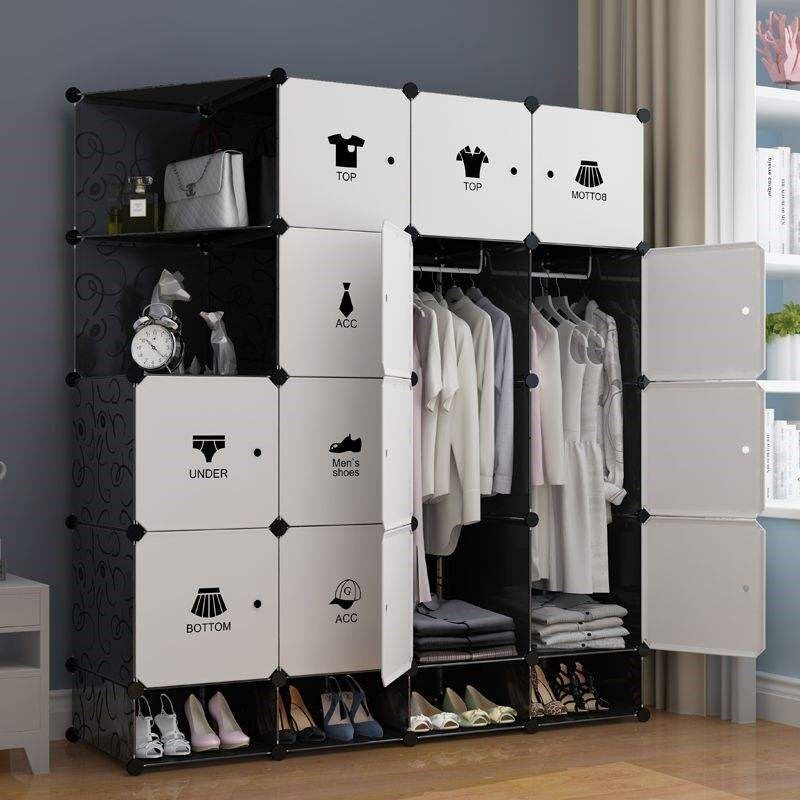 Hard plastic board large wardrobe thickened adult use storage wardrobe large space deepening boys bedroom single assembly