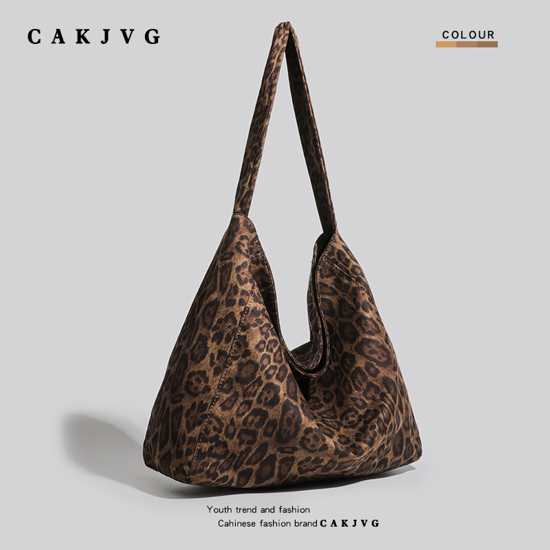 Cakjvg Original Suede Casual Tote Bag 2025 New Fashion Versatile Niche Leopard Print Bag Shoulder Bag
