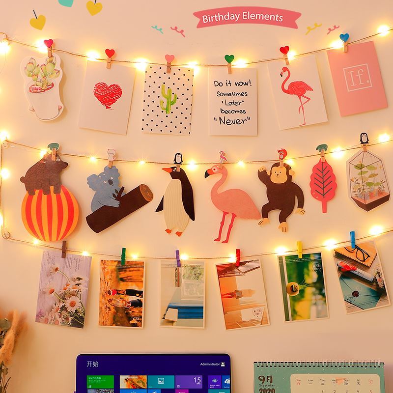 Photo Wall Hanging Rope Linen Flower Pots Ins handwork Diy fishing nets Decorative Creative Works Overhanging Standout Clips Show