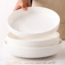 Plate dish household large capacity steamed eggs oversized nice round 2021 New roast ceramic deep mouth nest plate raised