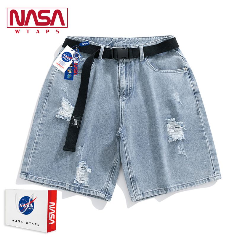Nasa Wtaps Flagship Store American-Style Denim Shorts Men's Summer Trendy Brand Sports Loose Casual Shorts