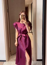 Xiaorong clothing high-end womens clothing store (counter) 2021 summer new grape purple temperament dress