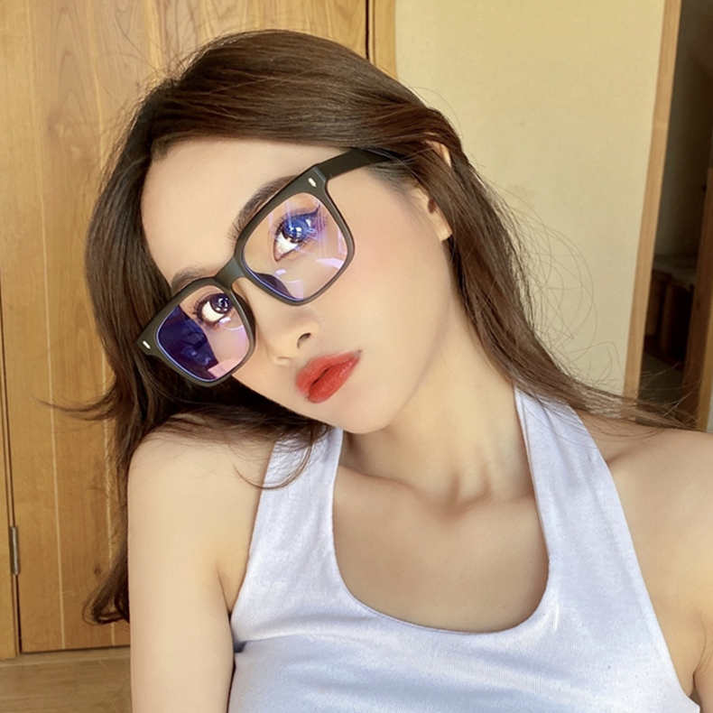 Frosted black eye frame myopia Korean version tide square large face Thin Woman Vegan decorative flat mirror male fit