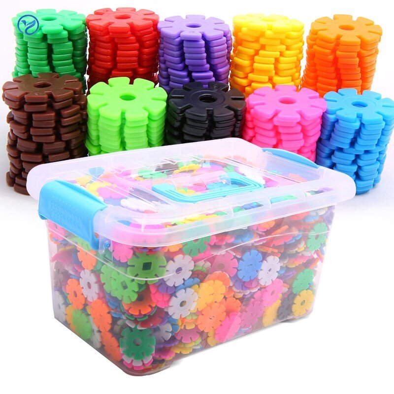 Children's toys large snowflakes assembling building blocks thickened and assembled 1000 pieces of plastic snowflake flower building blocks toy