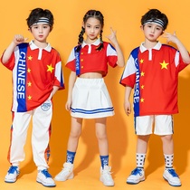 Childrens cheerleader children acting out of the Primary School Games Performance Costume Kindergarten Cheerleading and Sleeveless Sleeves