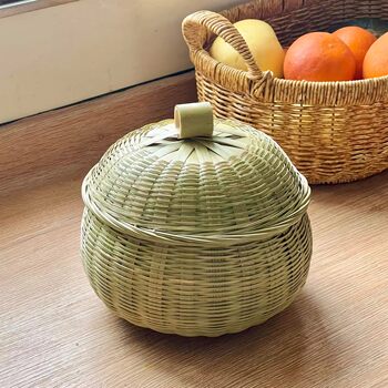 Bamboo woven product storage basket handmade bamboo basket basket fruit plate vegetable basket kitchen egg storage box rattan basket