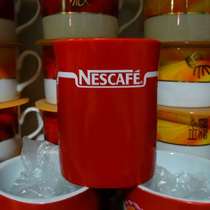 Linglong] Nestlé themed coffee cup Nestlé early horizontal label horizontal white label Nestlé antique red cup 2000 pre-cup