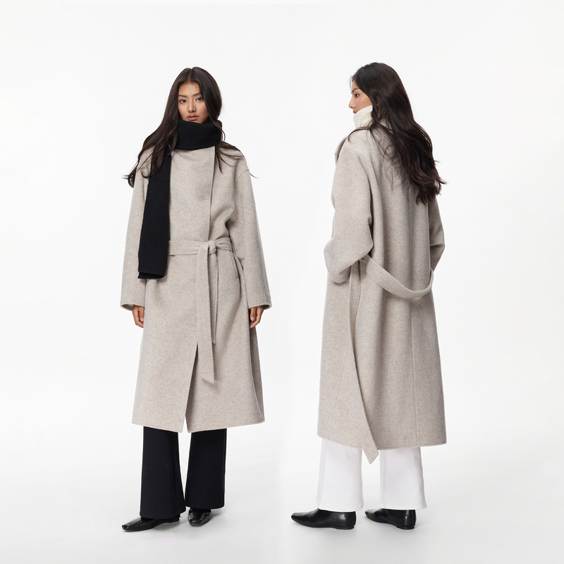 Jim Kennet Wool Lace-Up Long Silhouette Woolen Coat Jim Kennet Wool Lace-Up Long Silhouette Woolen Coat