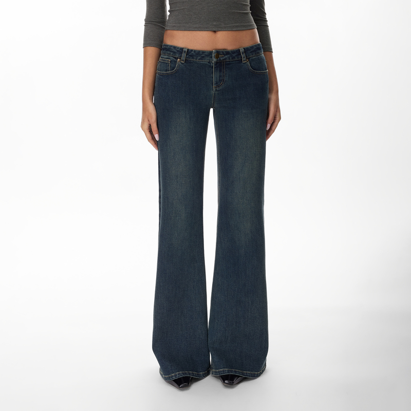 Jim Kennet Low-Rise Retro Blue Washed Stretch Bootcut Jeans
