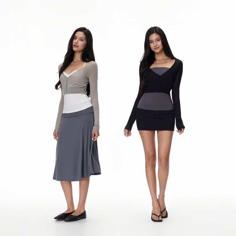 Jim Kennet 100% Lyocell V-Neck Slim-Fit Stretch Short Knit Long-Sleeve Cardigan