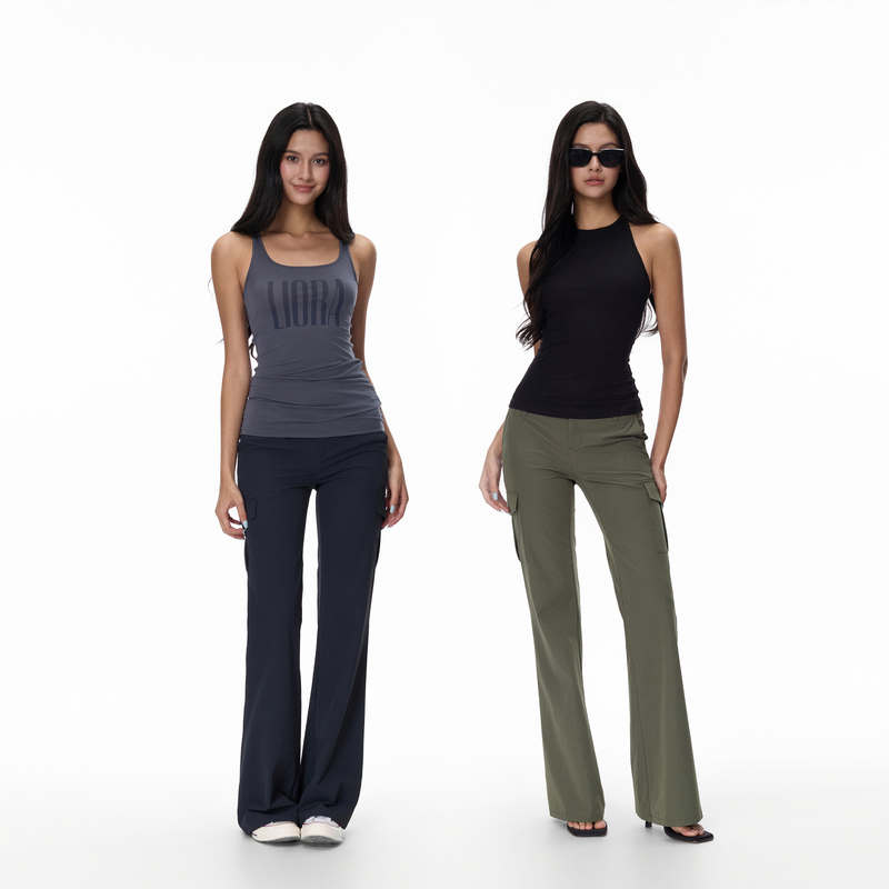 Jim Kennet Thin Low-Waist Stretchy Slim-Fit Sun-Protective Flared Cargo Pants
