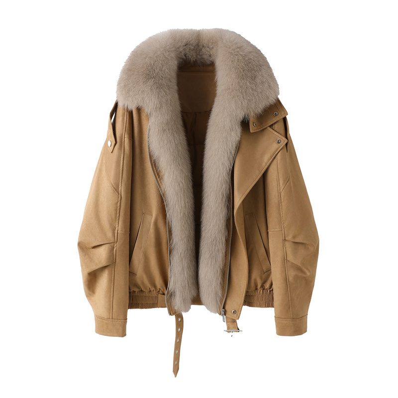 2026 Winter Goose down Jacket for Women, Short Style with Fox Fur Collar, Parka Fur Coat, Fashionable and High-End Outerwear