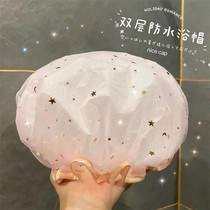 Factory direct supply fashion double starry sky design thickened shower cap waterproof and oil-proof shower cap for ladies bath cap