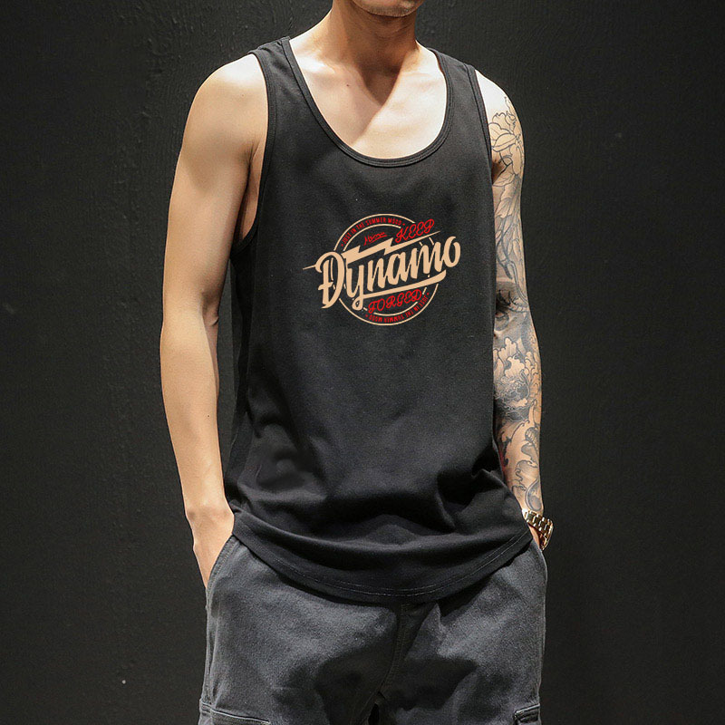 Summer Pure Cotton Sleeveless T-Shirt Trendy Vest for Men Loose Fit Trendy Brand Sleeveless Shirt Men's Sports Casual Printed Top Summer Pure Cotton Sleeveless T-Shirt Trendy Vest for Men Loose Fit Trendy Brand Sleeveless Shirt Men's Sports Casual Printed Top
