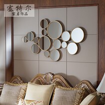 Metal round mirror wall decoration wall hanging living room dining room wall decoration iron mirror hanging decoration model room decorative mirror
