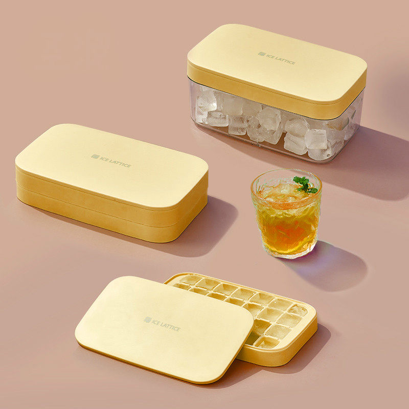 Ice tray refrigerator frozen ice cube mold household ice box large ice cube box silicone grinding ice storage box commercial ice making artifact