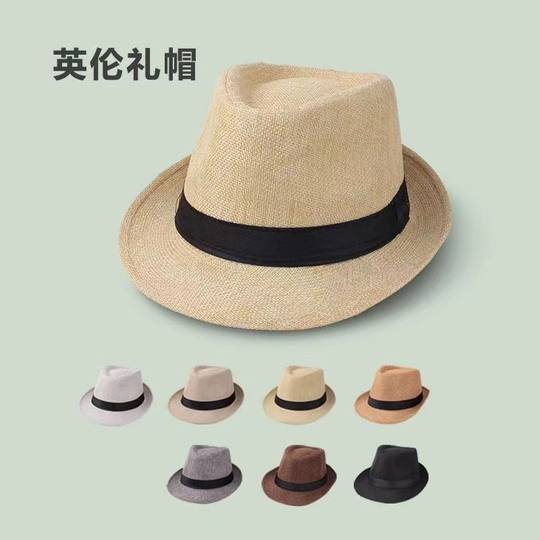 Hats for men with suits, cotton and linen fabrics, Panama solid color hats, sun hats for men, British jazz hats for women