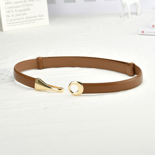 Belt Women's Trendy Fashion Personalized Cowhide Belt Women's Genuine Leather Decoration Versatile Woolen Coat Suit With Skirt