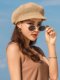 Summer Thin Beret Hollow Hat Women's Summer Korean Style Octagonal Hat Straw Hat Sun Protection Mesh Hat Travel Sun Hat