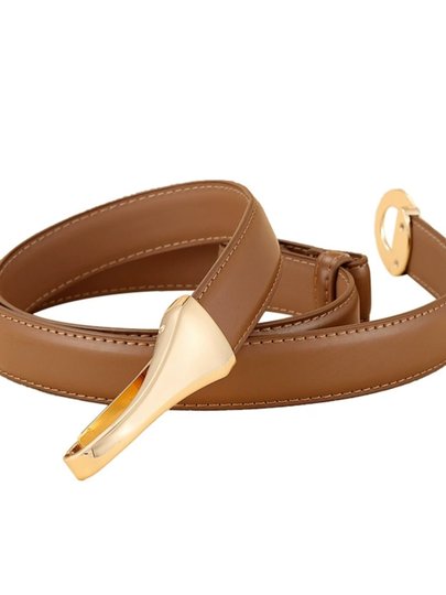 Black Leather Decorative Belt for Women, Suitable for Dresses, Waist-Cinching, Versatile Metal Hook Buckle, Women's down Jacket Waist Belt