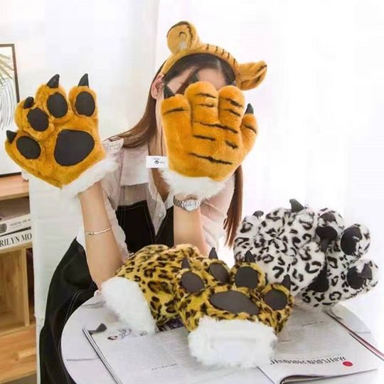 Animal Paw Gloves Big Tiger Claw Small Tiger Plush Large Size White Tiger Panda Palm Doll Cloth Toy Funny