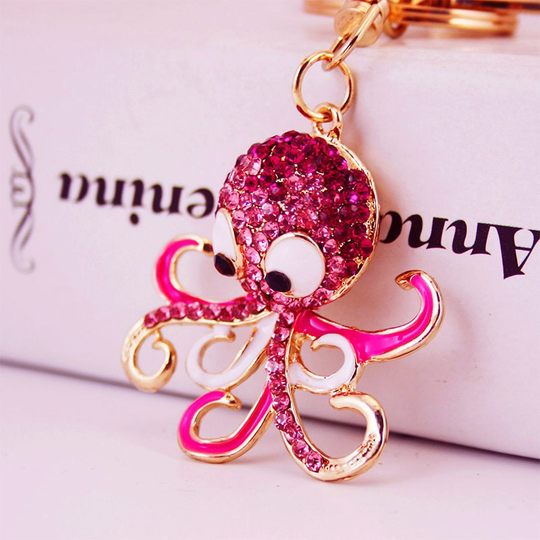 Bag, Schoolbag Pendant, High-End, Creative, Cute, Diamond-Encrusted Crayfish, Car Keychain, Accessories for Men, Women, and Children
