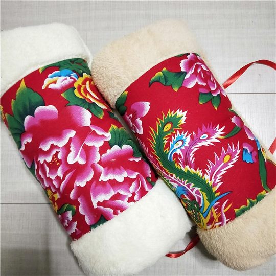 Northeastern Hand Warmer Gloves, Warm Cotton Gloves, Hand Inserts for Middle-Aged and Elderly People, Winter Anti-Freeze Hanfu Ancient Style Gloves for Women