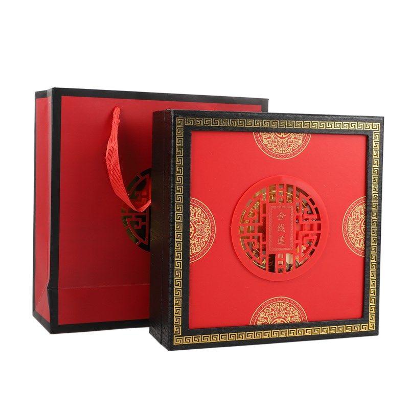 New Anoectochilus gift box wooden box 50g 100g Chinese style carving window Anoectochilus gift box empty