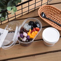 New ins Wind 500ml full milk tea bowl with milk tea box thick transparent dessert Taro fruit fishing packaging