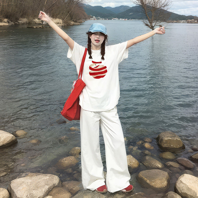 レディース白半袖Tシャツ、2026年新作夏スタイル、純綿、ゆったりフィット、秋冬用長袖インナートップス。