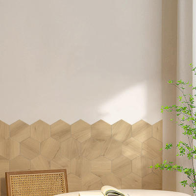 Kolamo wood grain hexagonal tiles, cream wood style, self-adhesive wood grain tiles for living room and bedroom, Japanese style
