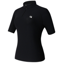 FILA official womens knitted short-sleeved shirt 2024 summer new outdoor sports half-open zipper top