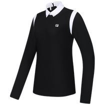 FILA GOLF womens knitted long-sleeved POLO shirt 2024 summer new golf sports color matching top