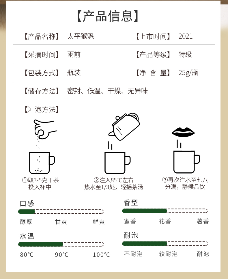 【商务便携】2021新茶太平猴魁绿茶