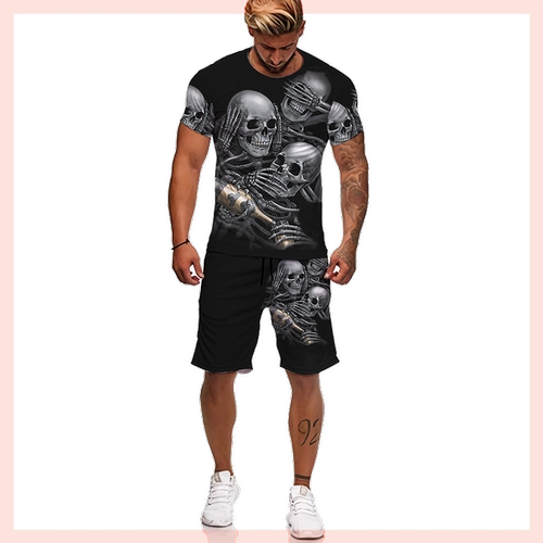 Панк-череп 3D Printed негабаритный Thits/Sets Men's Spo