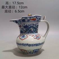The Hui Poly] Ming Xuande Blue Flower Colorful Tangle of the Wenlong Tattoo Monk Hat Pot Imitation Ancient Porcelain Antique Ancient Play Old