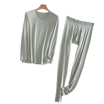 Catman Mens Thermal Underwear Autumn and Winter Modal Autumn Clothes and Autumn Pants Set Bottoming Cotton Sweater Seamless Antibacterial
