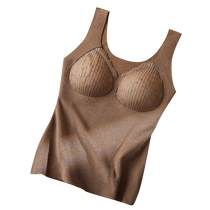 Catman thermal underwear for women with breast pads no-wear bra autumn and winter seamless bottoming camisole velvet thickened top