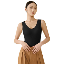Black V-neck invisible thermal vest for women autumn and winter German velvet slim fit push-up outer wear sleeveless top with chest pads