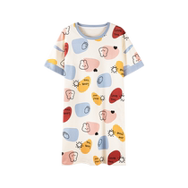 Catman chemise de nuit à manches courtes pour femmes dété avec coussinets dallaitement grande taille pyjama dété ample et frais en coton doux peut être porté à lextérieur des vêtements de la maison